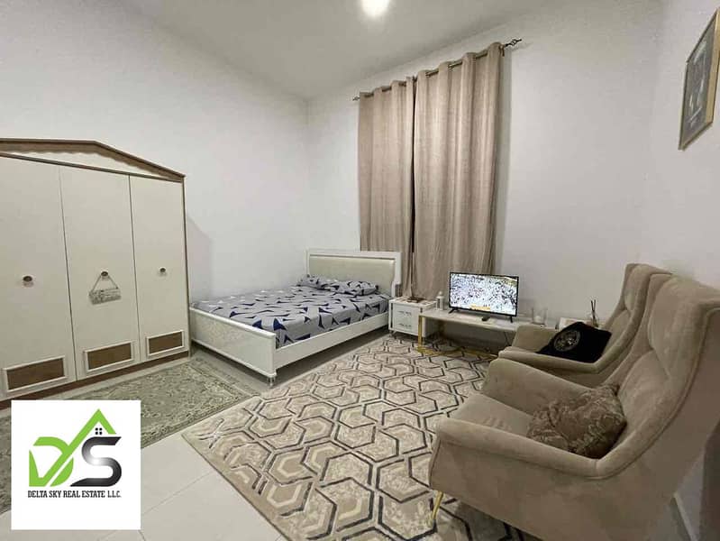 Furnished studio for rent in Riyadh, next to services, monthly including 2,700 dirhams