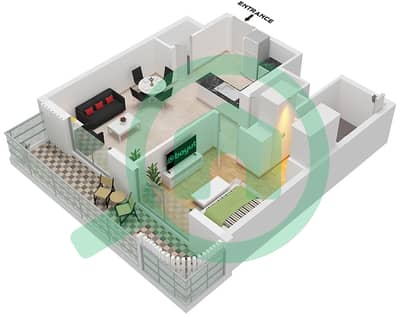 Manarat Living II - 1 Bedroom Apartment Type 6 Floor plan