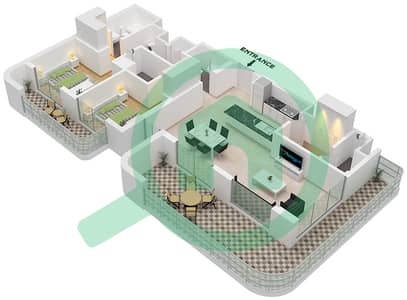 Manarat Living II - 2 Bedroom Apartment Type 1 Floor plan