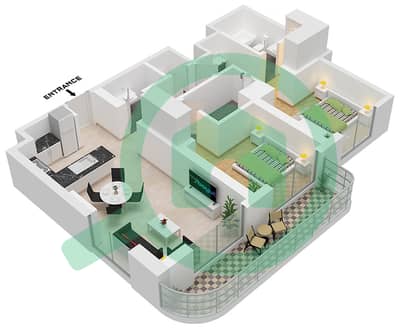 Manarat Living II - 2 Bedroom Apartment Type 2 Floor plan