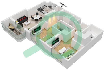 Manarat Living II - 2 Bedroom Apartment Type 5 Floor plan