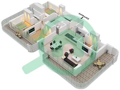 Manarat Living II - 3 Bedroom Apartment Type 2 Floor plan