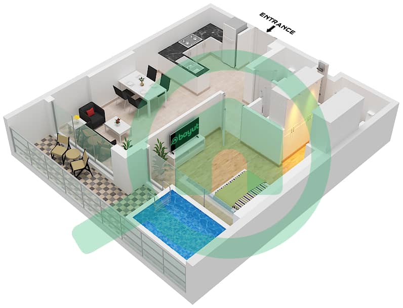 萨马纳浪潮2号公寓大楼 - 1 卧室公寓单位6,7 FLOOR 1-14戶型图 "Unit 6 Floor 1
Unit 7 Floor 2-14" interactive3D