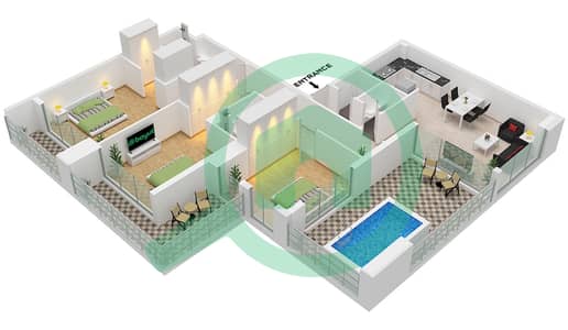 萨马纳浪潮2号公寓大楼 - 3 卧室公寓单位2 FLOOR 16戶型图