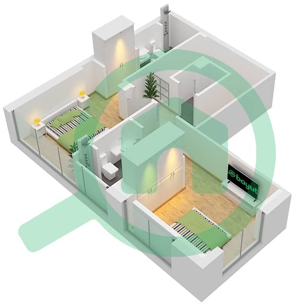 Samana Waves 2 - 2 Bedroom Apartment Unit 1 FLOOR 17 Floor plan Unit 1 Floor 17 Upper Floor interactive3D