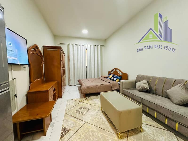 Furnished studio for monthly rent in Al Muwaihat 2, including bills