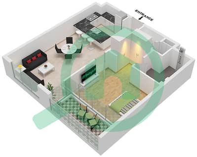 المخططات الطابقية لتصميم النموذج / الوحدة A  / UNIT 1 FLOOR 1 شقة 1 غرفة نوم - ذا كيسايد