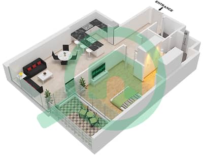 المخططات الطابقية لتصميم النموذج / الوحدة B  / UNIT 5 FLOOR 1-15 شقة 1 غرفة نوم - ذا كيسايد