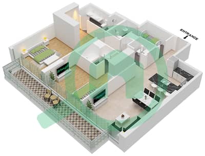 المخططات الطابقية لتصميم النموذج / الوحدة B /  UNIT 8 FLOOR 2-15 شقة 2 غرفة نوم - ذا كيسايد