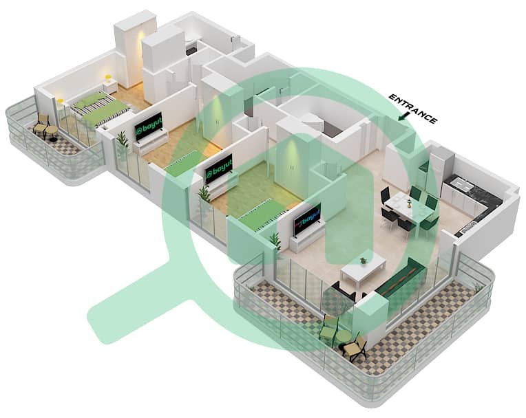 المخططات الطابقية لتصميم النموذج / الوحدة 1F / UNIT 6,18 FLOOR 2-10 شقة 3 غرف نوم - مبنى كلير بوينت 1 Type 1F Unit 6 Floor 8-10 
Unit 18 Floor 6-7 
Unit 22 Floor 2-5

1F/Unit 6,18,22 Floor 2-10 interactive3D
