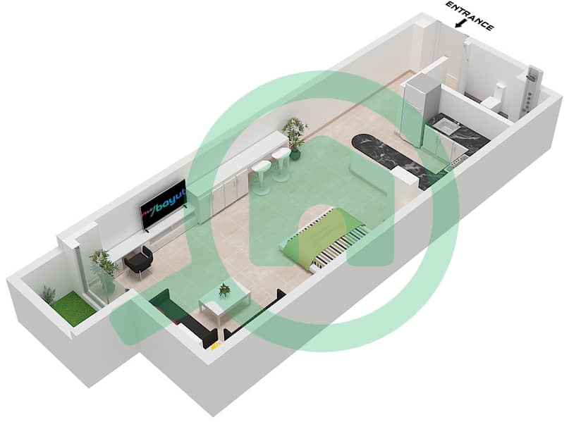 Binghatti Galaxy Tower B - Studio Apartment Type 1 Floor plan Type 1 interactive3D