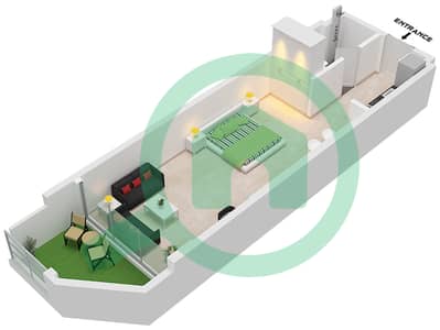المخططات الطابقية لتصميم النموذج 2 شقة استوديو - بن غاطي جالاكسي برج B