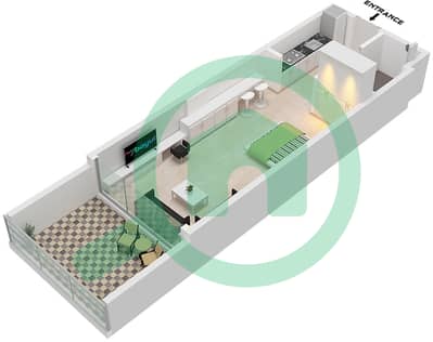 المخططات الطابقية لتصميم النموذج 3 شقة استوديو - بن غاطي جالاكسي برج B
