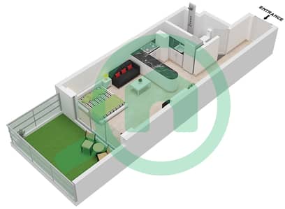 المخططات الطابقية لتصميم النموذج 4 شقة استوديو - بن غاطي جالاكسي برج B