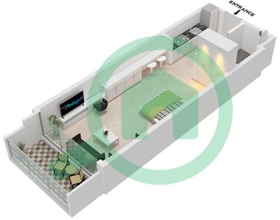 المخططات الطابقية لتصميم النموذج 9 شقة استوديو - بن غاطي جالاكسي برج B