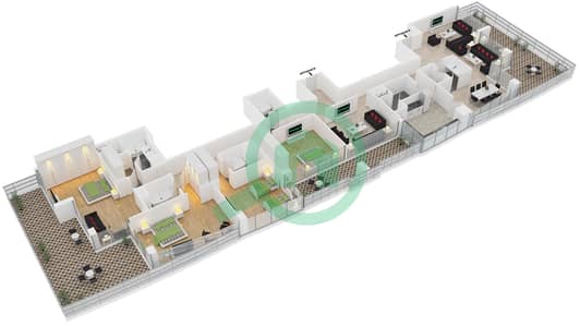 المخططات الطابقية لتصميم النموذج A بنتهاوس 4 غرف نوم - برج زمرد