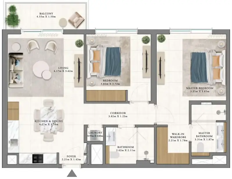 2 BR floor plan