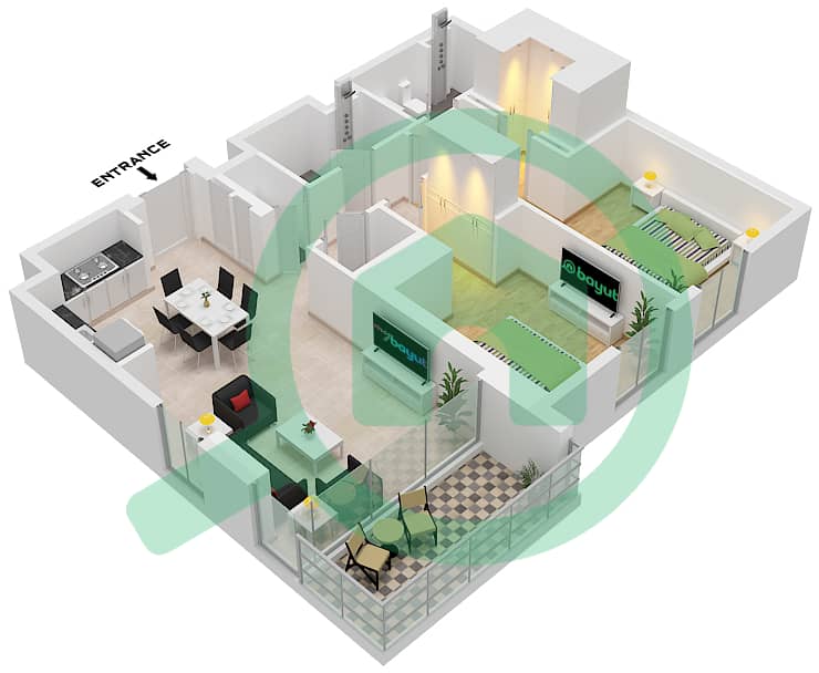 公园景观公寓 - 2 卧室公寓类型／单位1/UNIT 1-6,13 FLOOR 1-14戶型图 Type 1 Unit 6 Floor 2-9
Unit 5 Floor 10-11
Unit 4 Floor 12-13
Unit 3 Floor 14 
Type 3 Unit 15 Floor 1
Unit 4 Floor 2-9
Unit 24 Floor 3-7
Unit 22 Floor 8-9
Unit 19 Floor 10-11
Unit 3 Floor 10-11
Unit 2 Floor 12-13
Unit 16 Floor 13
Unit 1,13 Floor 14 interactive3D