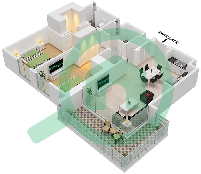Парксайд Вьюс - Апартамент 2 Cпальни планировка Тип/мера 4/UNIT 2-5,14 FLOOR 1-14 Type 4 Unit 14 Floor 1
Unit 5 Floor 2-9
Unit 4 Floor 10-11
Unit 3 Floor 12-13
Unit 2 Floor 14 interactive3D
