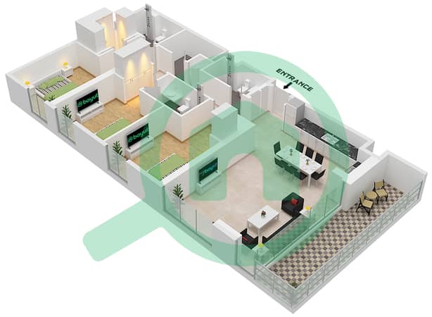 Type 1A Unit 2 Floor 1
Unit 25 Floor 2
Unit 19 Floor 2-6
Unit 32 Floor 3-7
Unit 30 Floor 8