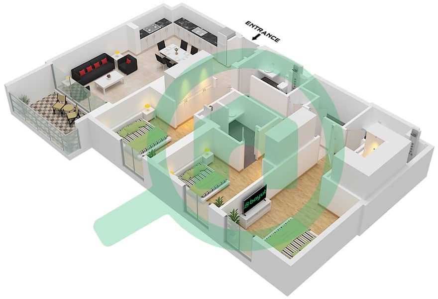 Парксайд Вьюс - Апартамент 3 Cпальни планировка Тип/мера 2 / UNIT 16-17 FLOOR 3-14 Type 2 Unit 27-28 Floor 3-7
Unit 25 Floor 8-9
Unit 26 Floor 8-9
Unit 22-23 Floor 10-11
Unit 19-20 Floor 12-13
Unit 16-17 Floor 14 interactive3D