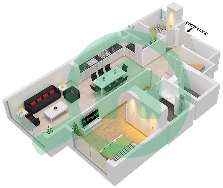 Parkside Views - 3 Bedroom Apartment Type/unit 1A/UNIT 2,4 FLOOR GROUND Floor plan Type 1A Unit 2,4,6 Lower Floor Ground interactive3D