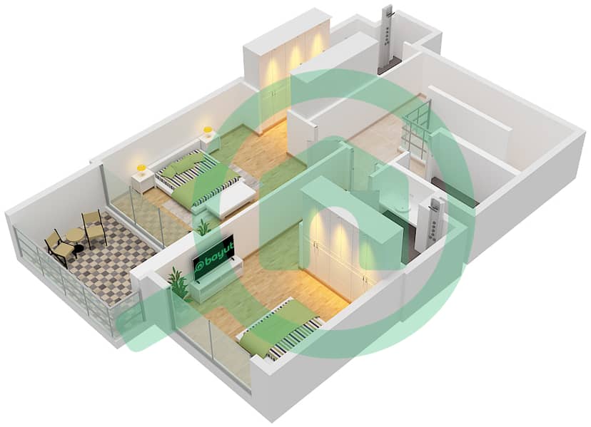 Parkside Views - 3 Bedroom Apartment Type/unit 1A/UNIT 2,4 FLOOR GROUND Floor plan Type 1A Unit 2,4,6  Upper Floor Podium interactive3D