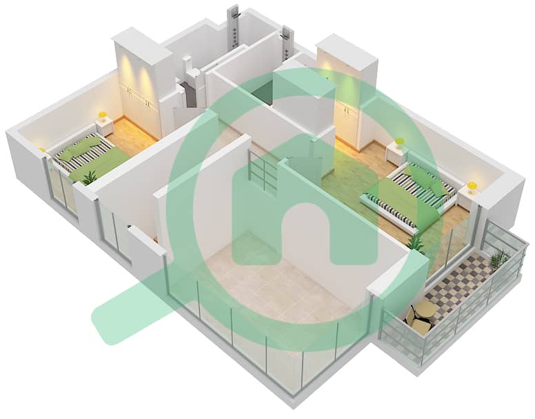 المخططات الطابقية لتصميم النموذج / الوحدة 1A/UNIT 18,19 FLOOR 7-10 شقة 3 غرف نوم - باركسايد فيوز Type 1A Unit 19 Upper Floor 8
Unit 18,30 Upper Floor 10 interactive3D