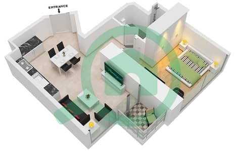 المخططات الطابقية لتصميم النموذج C FLOOR 7-44 شقة 1 غرفة نوم - فيستا 3