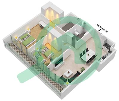 المخططات الطابقية لتصميم النموذج A4 FLOOR 7 شقة 2 غرفة نوم - فيستا 3