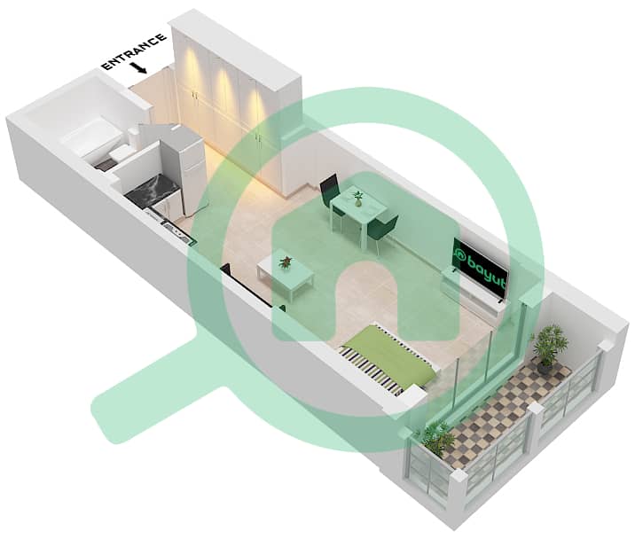 المخططات الطابقية لتصميم النموذج 1803 شقة استوديو - لاجو فيستا A Type 1803 interactive3D