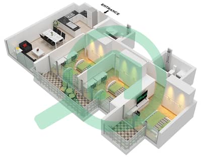 Vista 3 - 3 卧室公寓类型C FLOOR 7-44戶型图