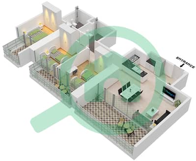 Vista 3 - 3 卧室公寓类型D FLOOR 19-44戶型图