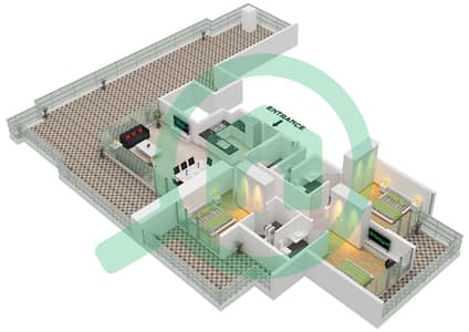 المخططات الطابقية لتصميم النموذج A FLOOR 44 بنتهاوس 3 غرف نوم - فيستا 3