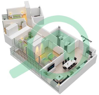 المخططات الطابقية لتصميم النموذج A FLOOR 7-44 شقة 4 غرف نوم - فيستا 3