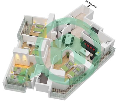 المخططات الطابقية لتصميم النموذج B FLOOR 8-44 شقة 4 غرف نوم - فيستا 3