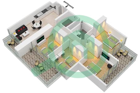 المخططات الطابقية لتصميم النموذج C1 FLOOR 8-43 شقة 4 غرف نوم - فيستا 3