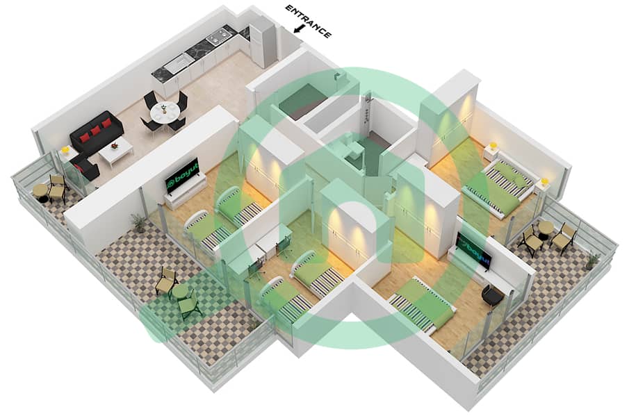 Vista 3 - 4 Bedroom Apartment Type C1 FLOOR 8-43 Floor plan Type C1 Floor 8-43 interactive3D