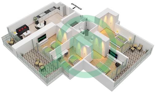 المخططات الطابقية لتصميم النموذج C2 FLOOR 7 شقة 4 غرف نوم - فيستا 3