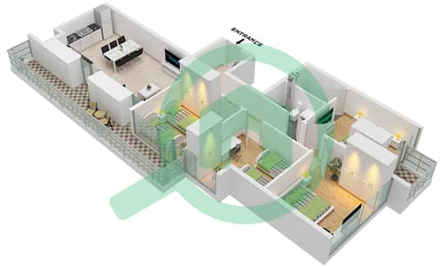 المخططات الطابقية لتصميم النموذج D FLOOR 7-43 شقة 4 غرف نوم - فيستا 3