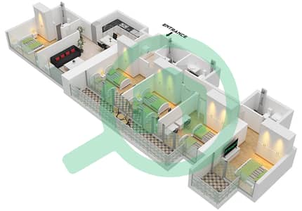 المخططات الطابقية لتصميم النموذج A FLOOR 45 شقة 5 غرف نوم - فيستا 3