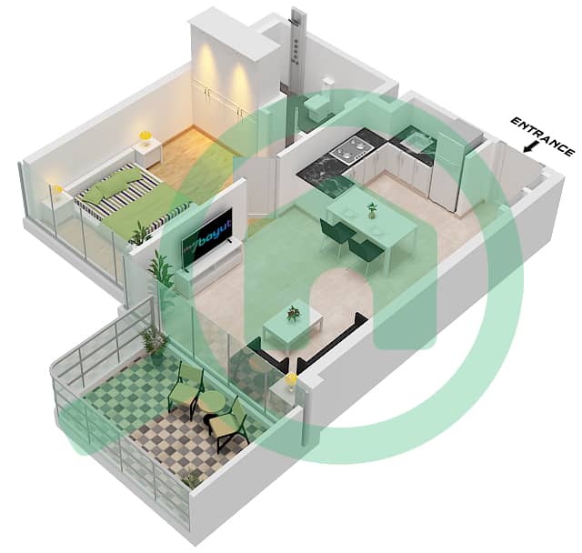 Nautica One - 1 Bedroom Apartment Type/unit B/UNIT 5 FLOOR 7-24,26-53 Floor plan Type B Unit 5 Floor 7-24,26-53 interactive3D