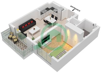Greenside Residence Tower B - 1 Bedroom Apartment Type/unit 1 / UNIT 2,6,7 FLOOR 1-22 Floor plan
