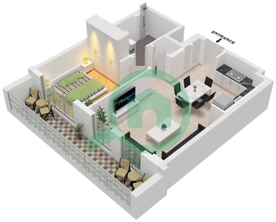 Greenside Residence Tower B - 1 Bedroom Apartment Type/unit 2 / UNIT 3 FLOOR 1 Floor plan