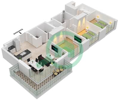 Greenside Residence Tower B - 3 Bedroom Apartment Type/unit 1A / UNIT 2 FLOOR 17-22 Floor plan