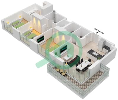 Greenside Residence Tower B - 3 Bedroom Apartment Type/unit 1B / UNIT 4 FLOOR 17-22 Floor plan