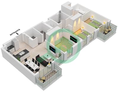 Greenside Residence Tower B - 3 Bedroom Apartment Type/unit 2 / UNIT 3 FLOOR 17-22 Floor plan