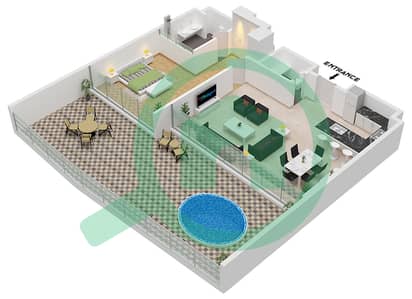 海滨山庄 - 1 卧室公寓单位E-UG02戶型图