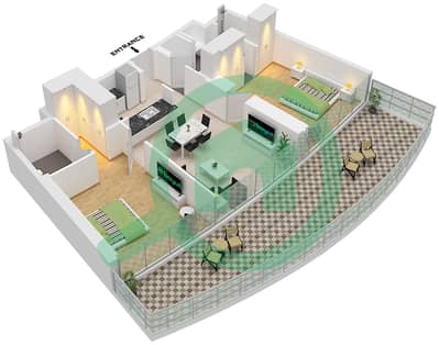 DAMAC Bay Tower C - 2 Bedroom Apartment Type 10 Floor plan