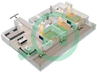 Блувотерс Бей - Апартамент 3 Cпальни планировка Тип/мера 2 GARDEN / UNIT 5